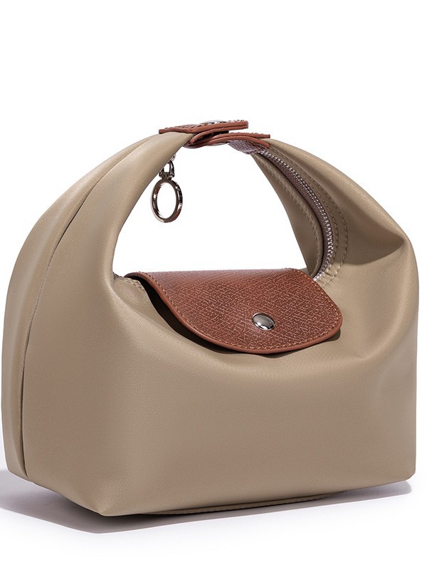 Waterproof Nylon Dumpling Shoulder Bag in Cream Yellow — back view