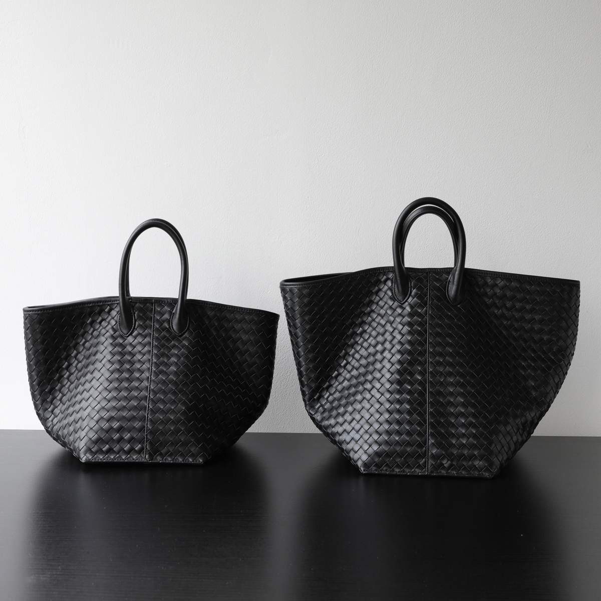 Woven Wing Leather Tote Bag in Beige — back view