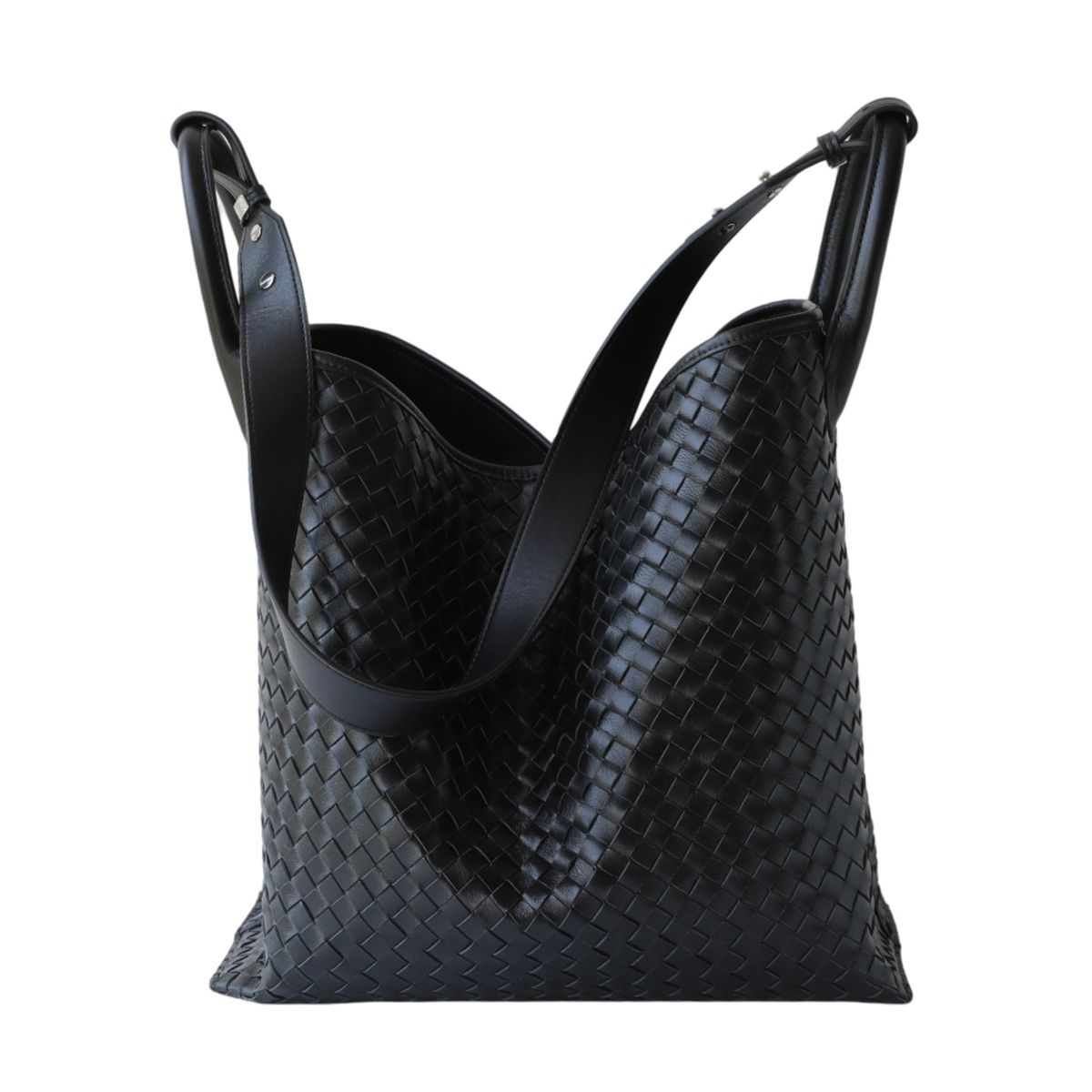 Woven Wing Leather Tote Bag in Beige — detail close-up